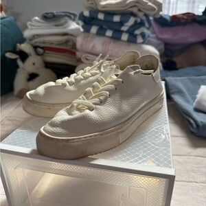 Sam Edelman Cream Textured Sneakers